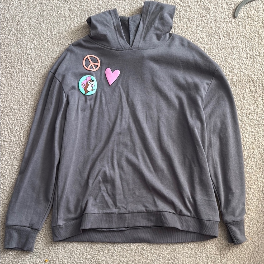 Gray Hoodie with Patches